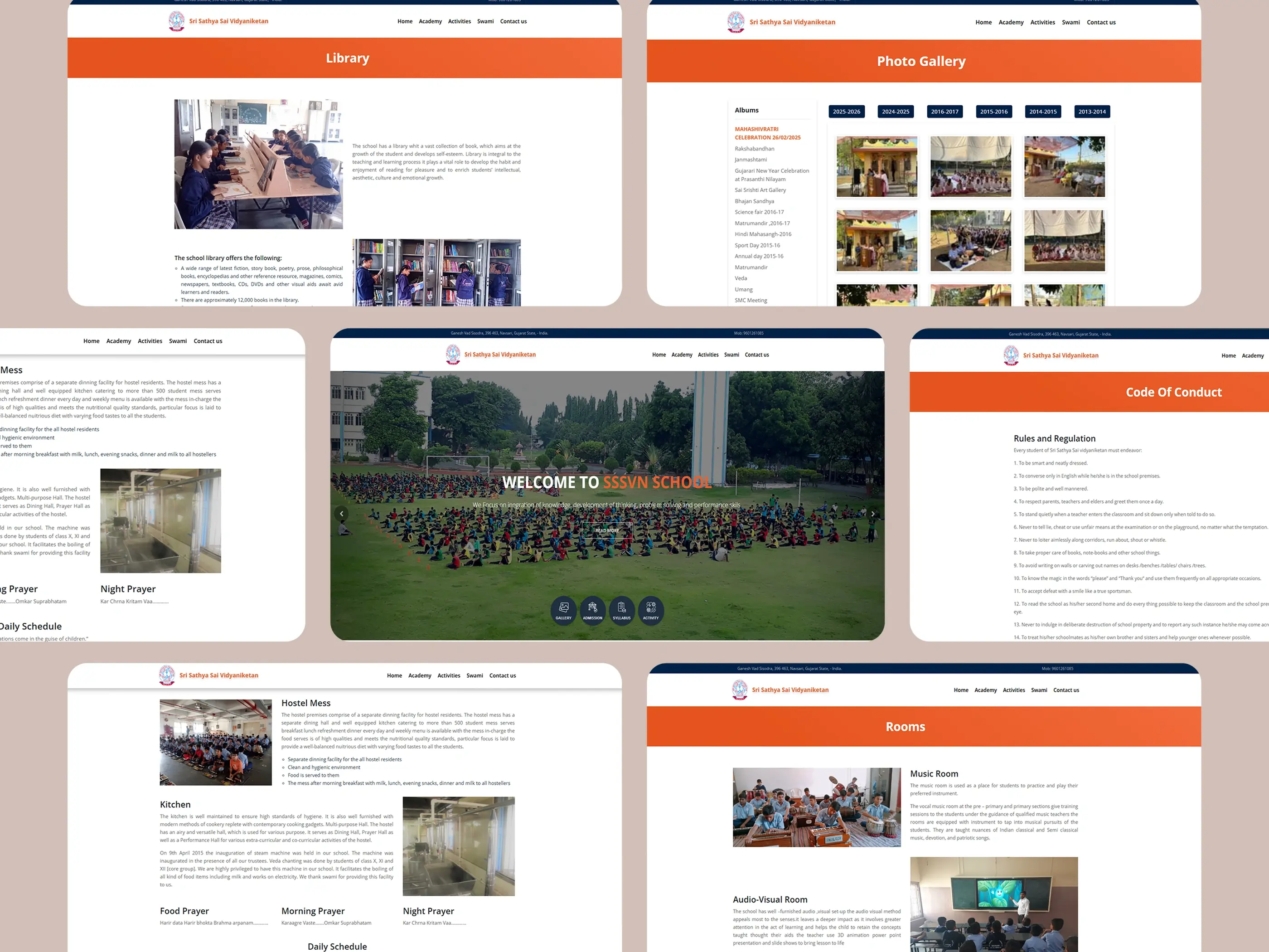 SSSVN School responsive website layout displayed on laptop, tablet, and smartphone